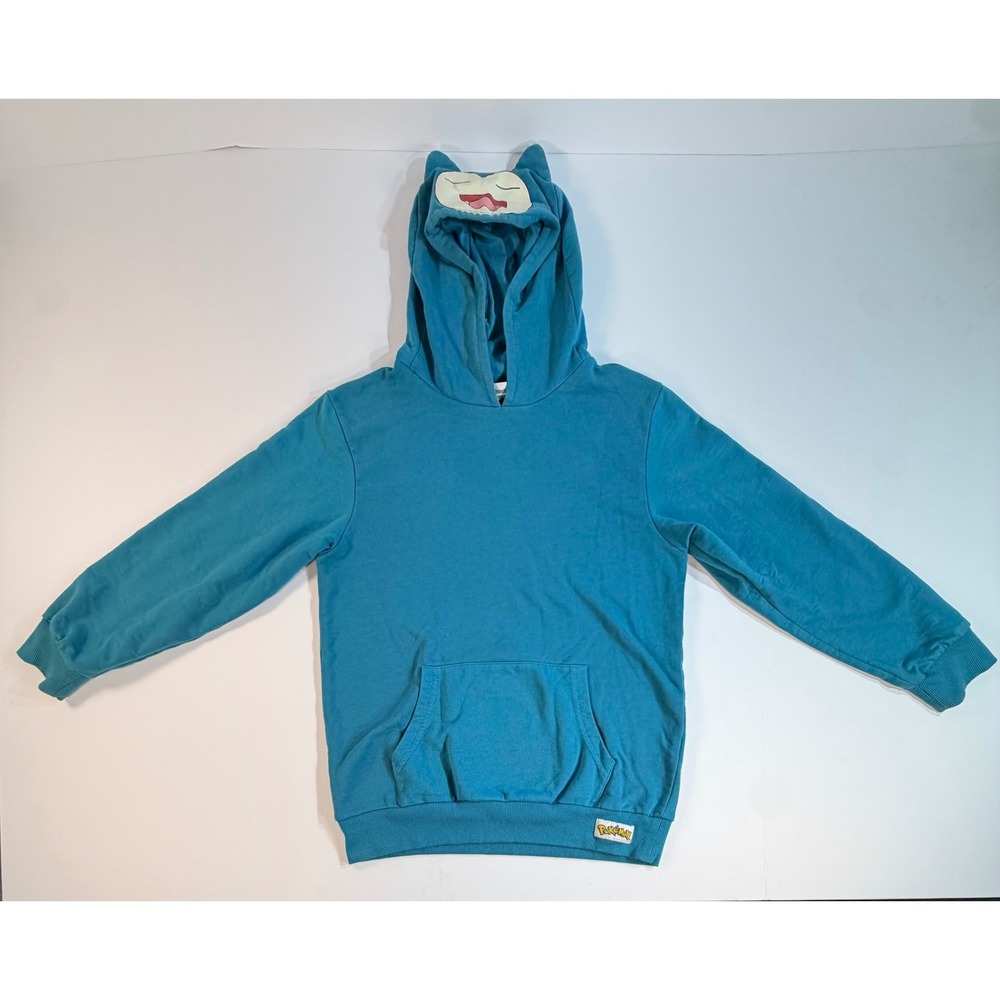 Pokemon Snorlax Hoodie Teal Blue Character Pullover Sweatshirt with Ears